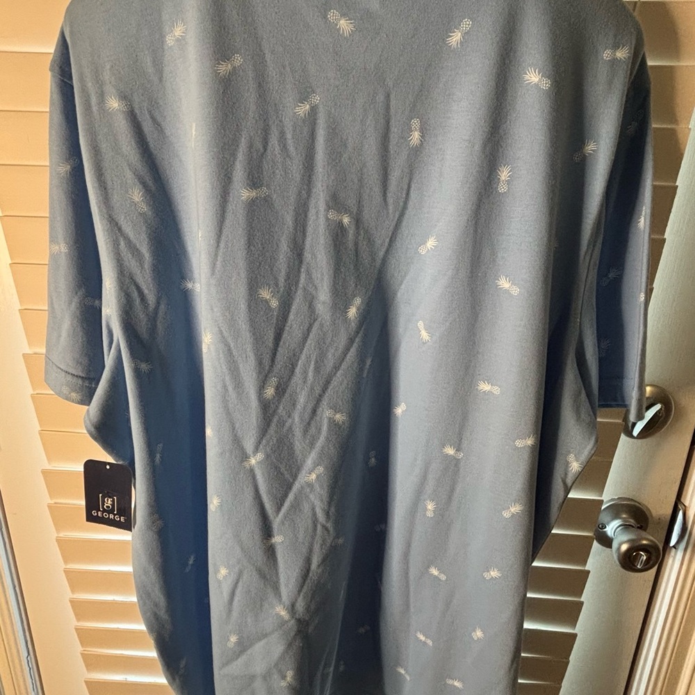 George Men's light Blue Polo Shirt with pineapple printed - Picture 6 of 7